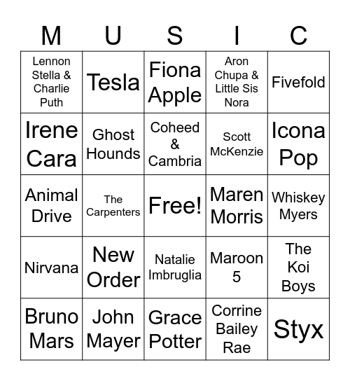 Music_10122024 Bingo Card