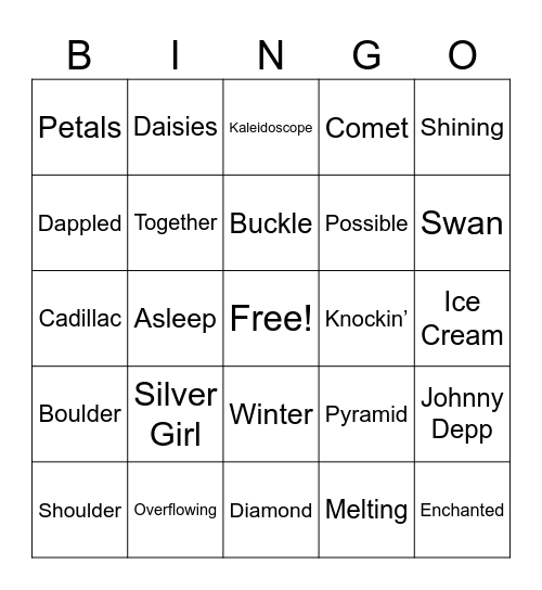 Fellowship of the Sing! Bingo Card