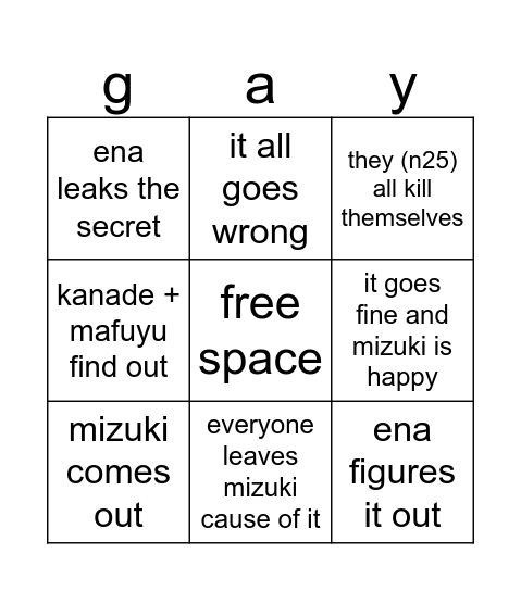 mizu5 BINGO. Bingo Card