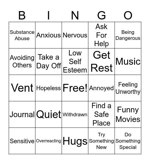 Early Warning Signs & Action Plan Bingo Card