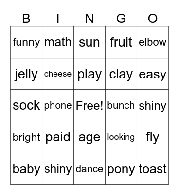 module 2 week 3 long/short vowel words Bingo Card