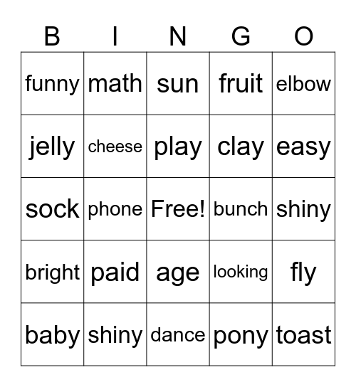 module 2 week 3 long/short vowel words Bingo Card