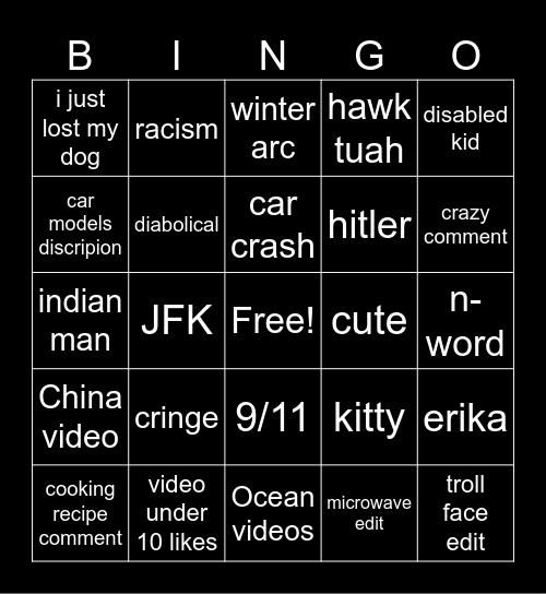 the instergam drinking game Bingo Card