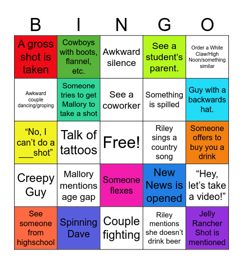 ARMs Night BINGO Card