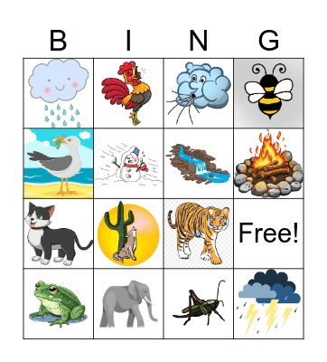 Nature Sounds Bingo Card