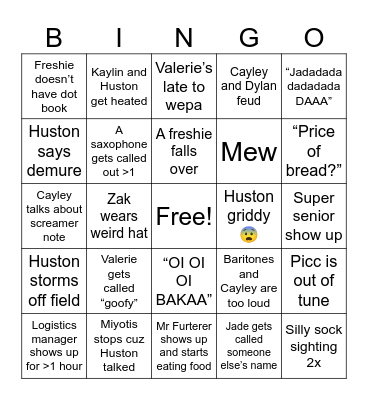 MARCHING BAND Bingo Card