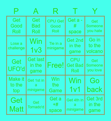 Wii Party Bingo Card