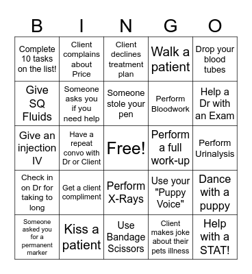 National Vet Tech Week 2020 Bingo Card