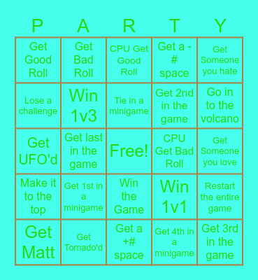 Wii Party Bingo Card