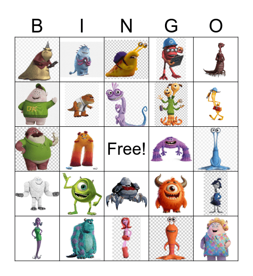 Monsters Bingo Card