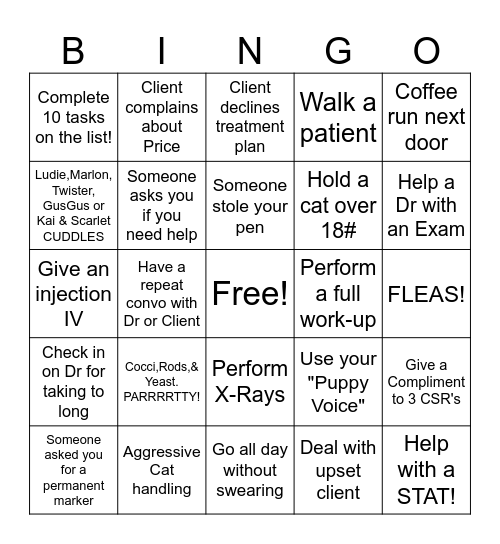 National Vet Tech Week 2020 Bingo Card