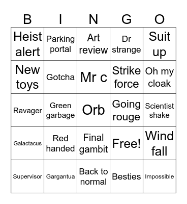 Monopoly Bingo Card