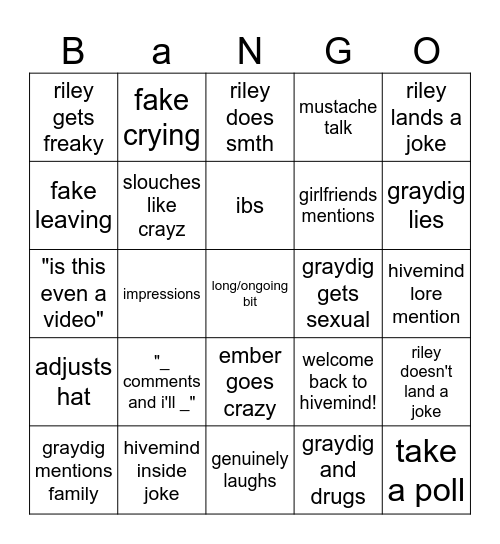 hivemind bango Bingo Card