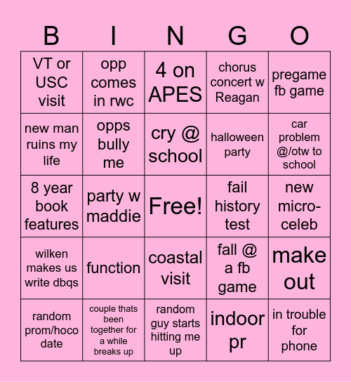 jnr yr bingo Card