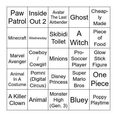 Costume Bingo 2024 Bingo Card