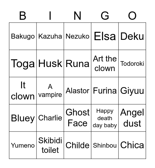 Halloween Bingo Card