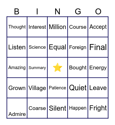 Bingo Card