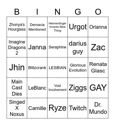 Arcane 2 Bingo Card