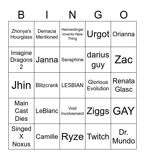 Arcane 2 Bingo Card