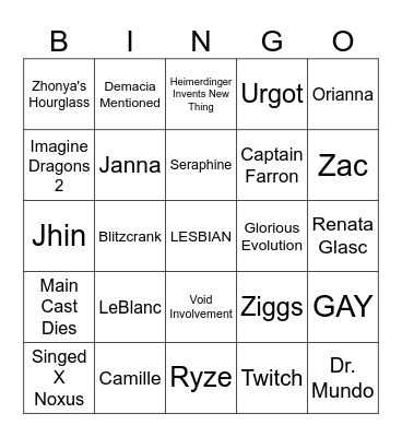 Arcane 2 Bingo Card
