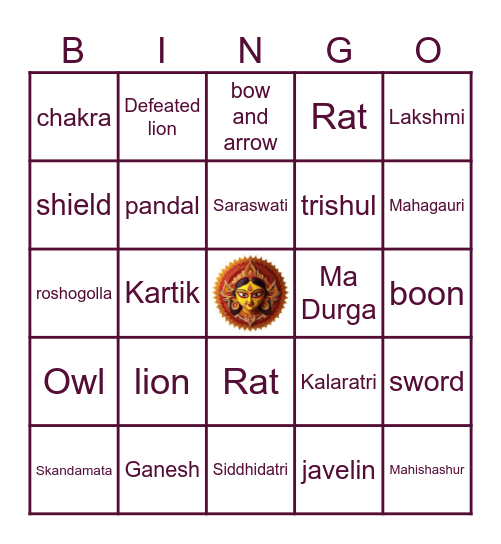 Ma Durga Bingo Game! Bingo Card