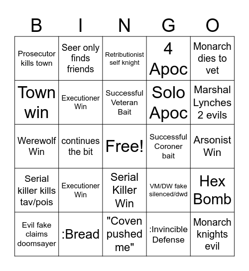 Town Of Salem 2 BINGO Card