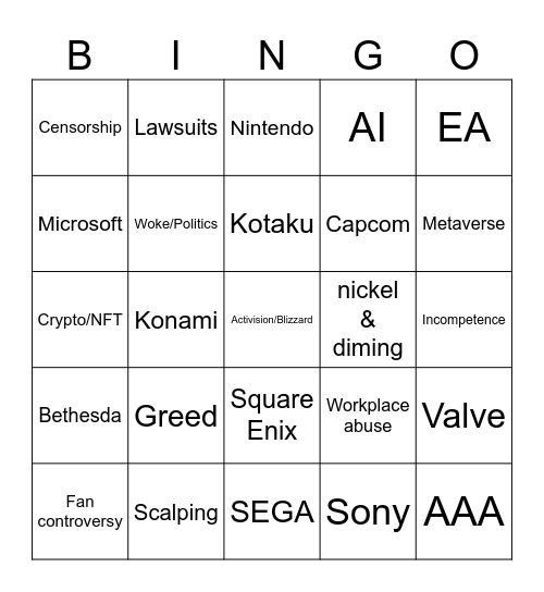 Joshschorcher Company Fails Bingo Card