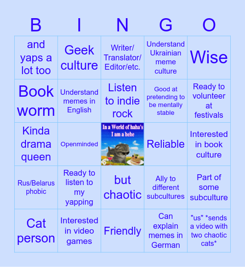 My ideal friend Bingo Card