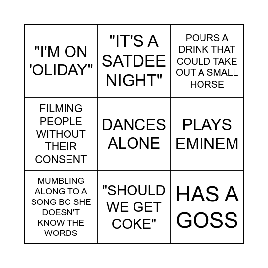 SHAN'S BDAY BINGO Card