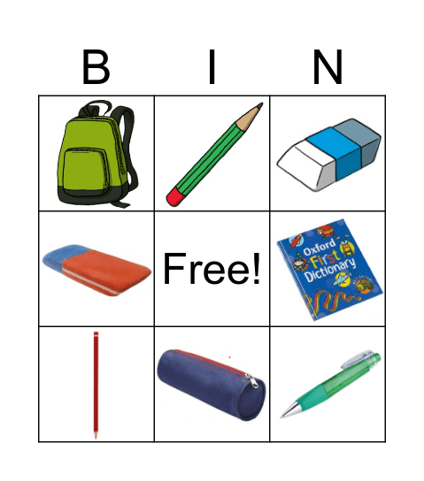 School Bingo 1. razred Bingo Card