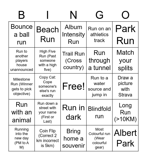 Running Bingo Card