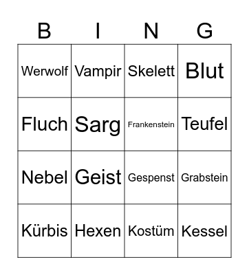 Halloween Bingo Card