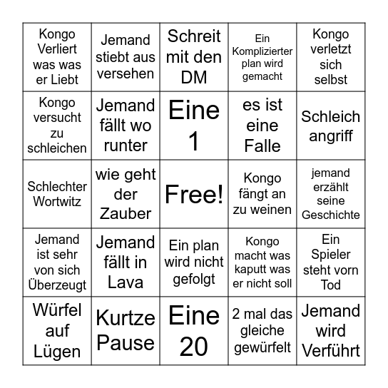 DND Runde Bingo Card