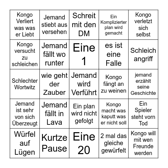 DND Runde Bingo Card