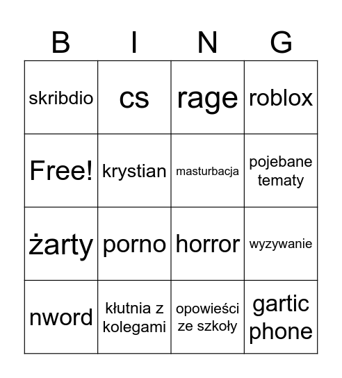 gra z koolegami Bingo Card