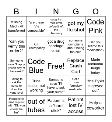 Pharmacy Week Bingo Card
