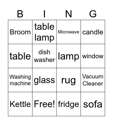 Things at home Bingo Card
