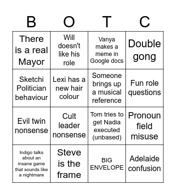 Bingo on the Clocktower Bingo Card