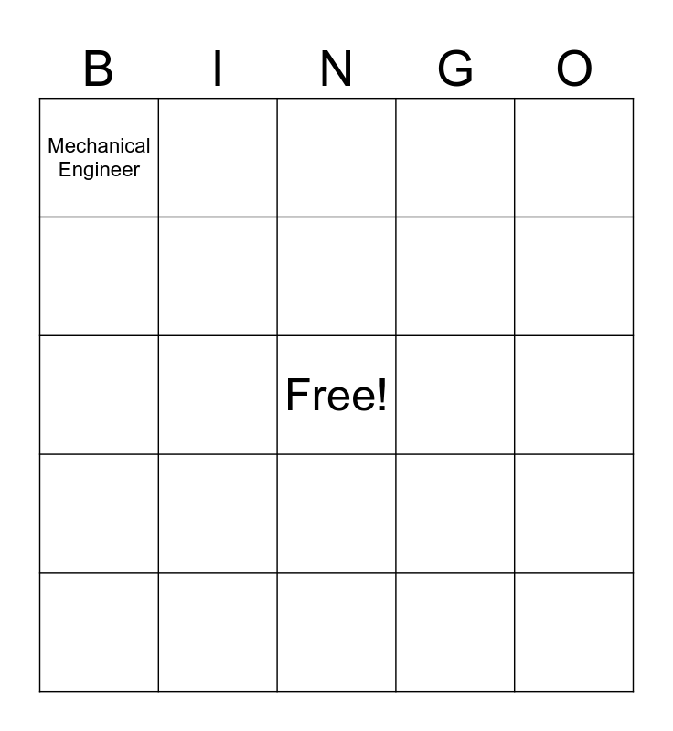 Engineering Jobs Bingo Card