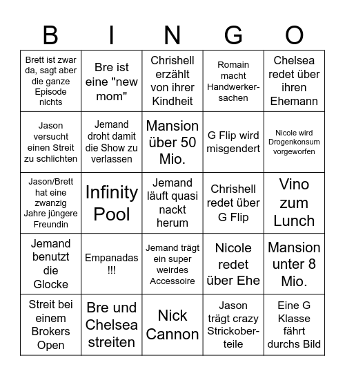 Selling Sunset Bullshit Bingo Card