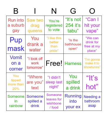 OUTFEST BINGO Card