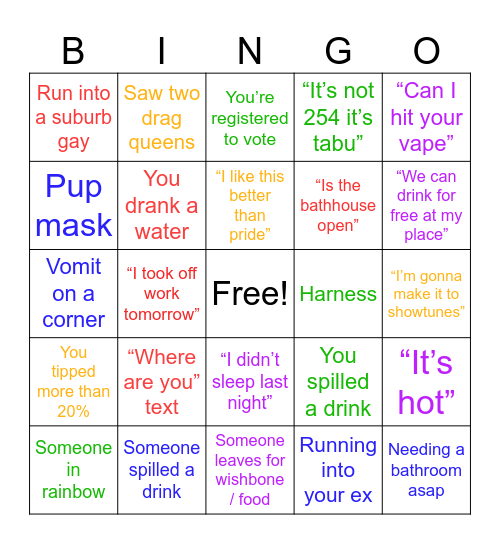 OUTFEST BINGO Card