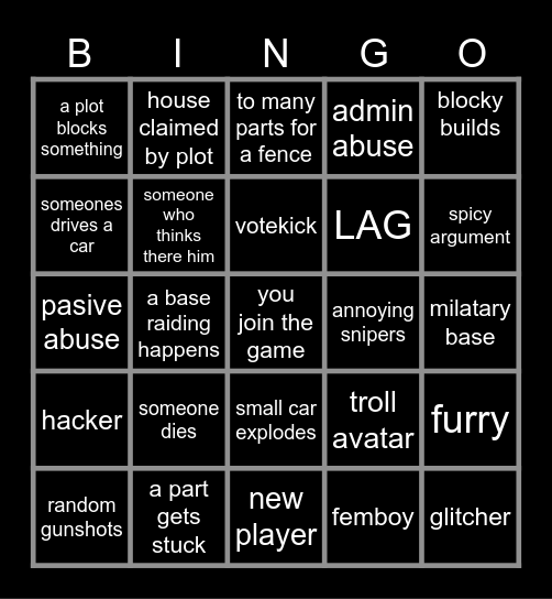 town bingo Card