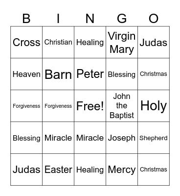 Words Related to Jesus Bingo Card