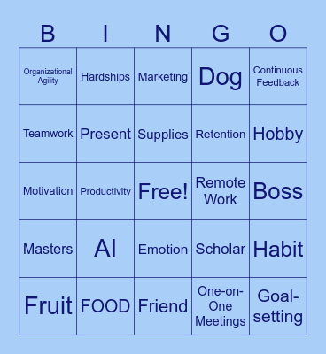 Performance Management Bingo Card