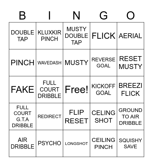 ROCKET LEAGUE BINGO Card