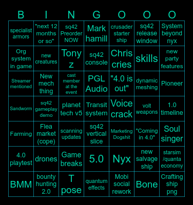 Copecon 2024 Bingo Card