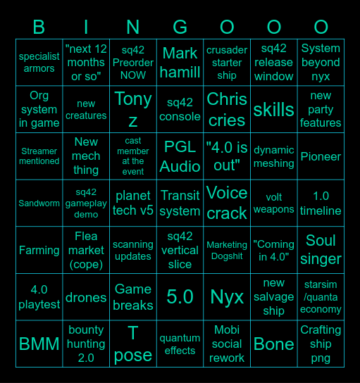 Copecon 2024 Bingo Card