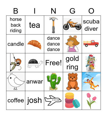 Anwar's Bridal Shower Bingo Card