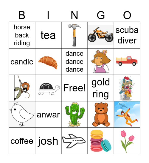 Anwar's Bridal Shower Bingo Card